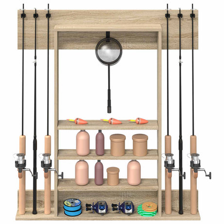 Vidaxl wandgemonteerde hengelhouder bewerkt hout 93 x 12 x 103 cm