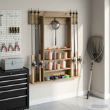 Vidaxl wandgemonteerde hengelhouder bewerkt hout 93 x 12 x 103 cm