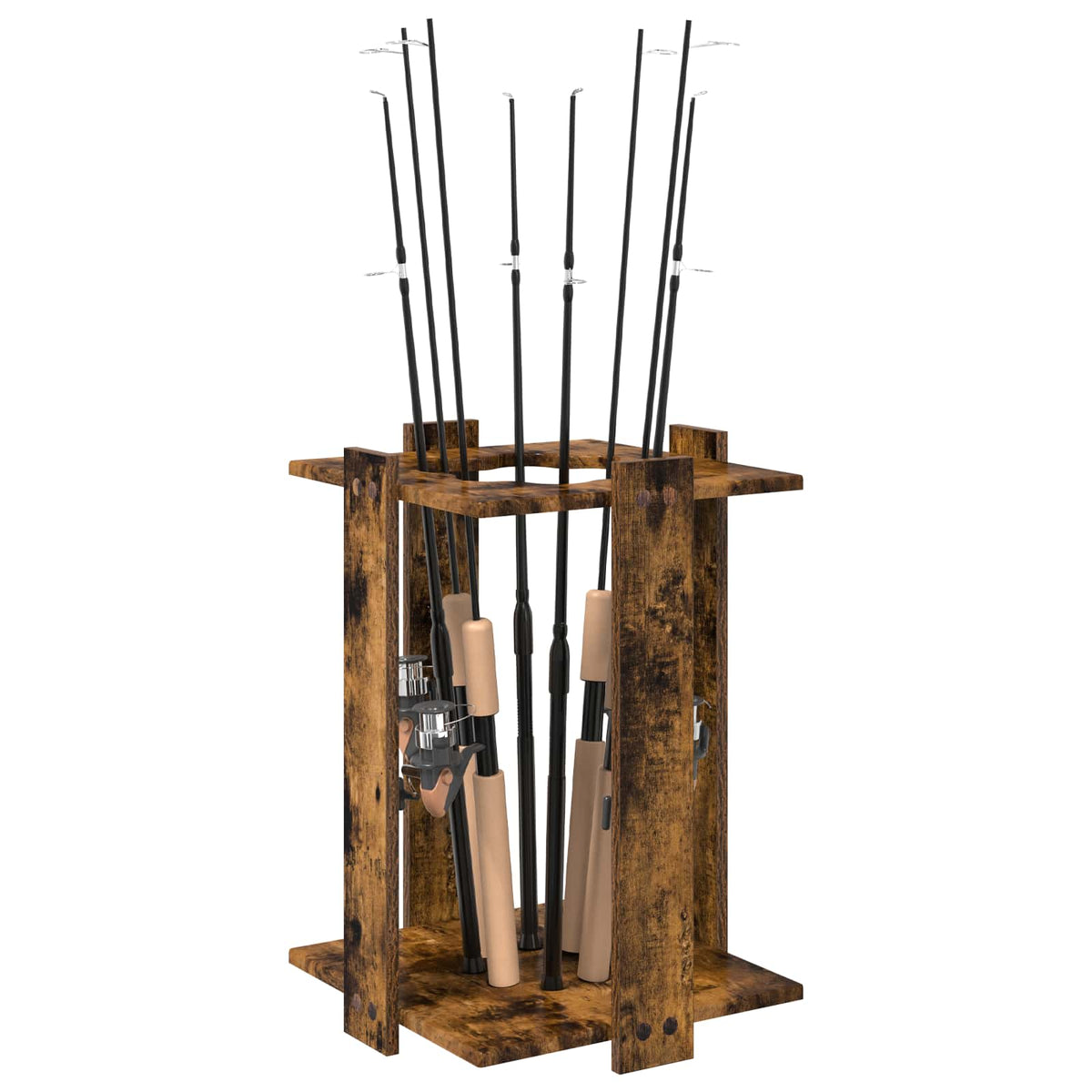 Vidaxl hengelhouder bewerkt hout 42 x 43 x 60 cm gerookt eiken