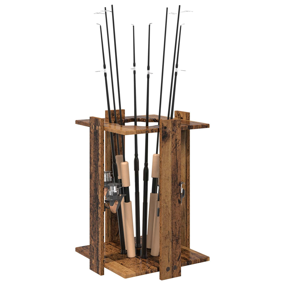 Vidaxl hengelhouder bewerkt hout 42 x 43 x 60 cm oud hout
