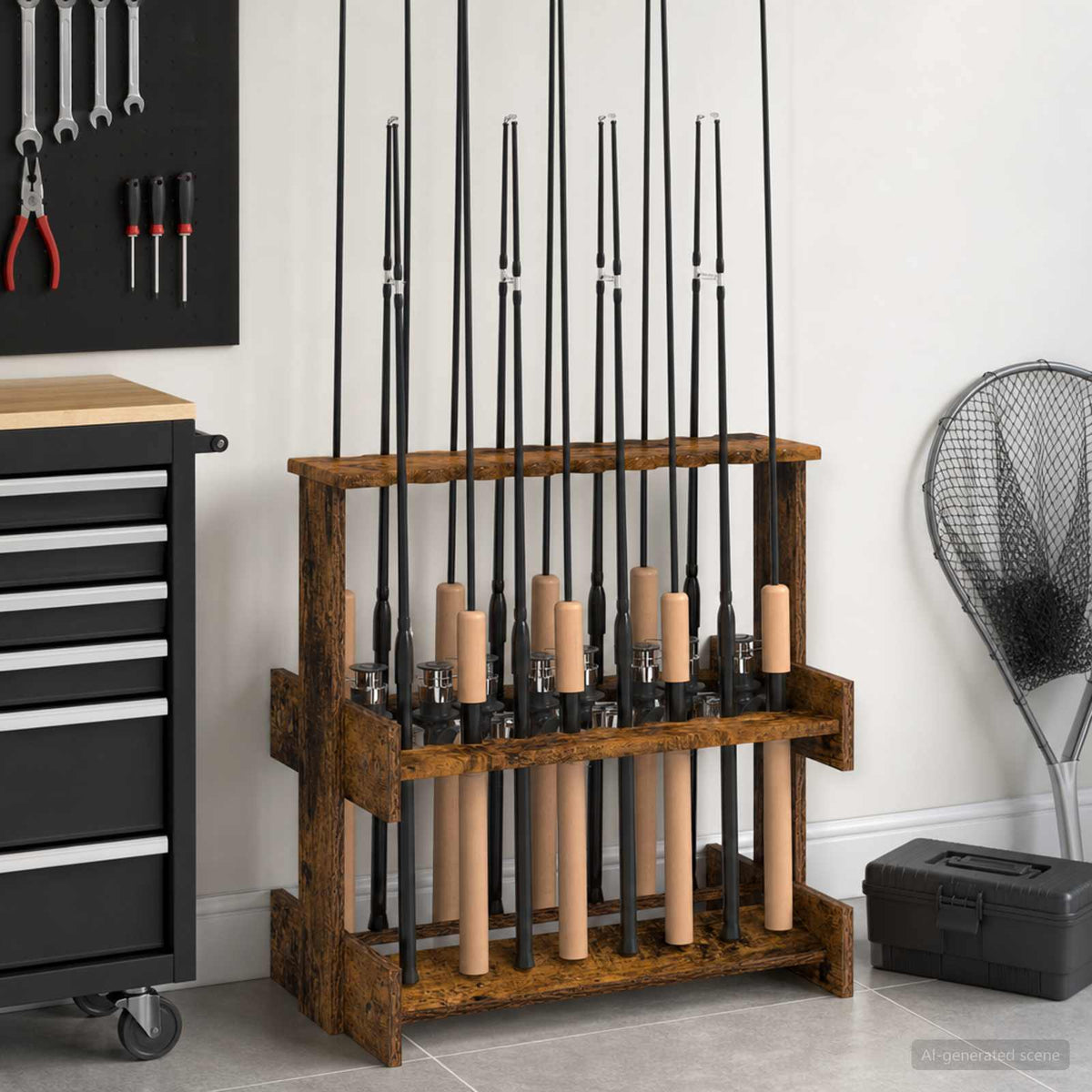 Vidaxl hengelhouder bewerkt hout 60 x 35 x 60 cm gerookt eiken