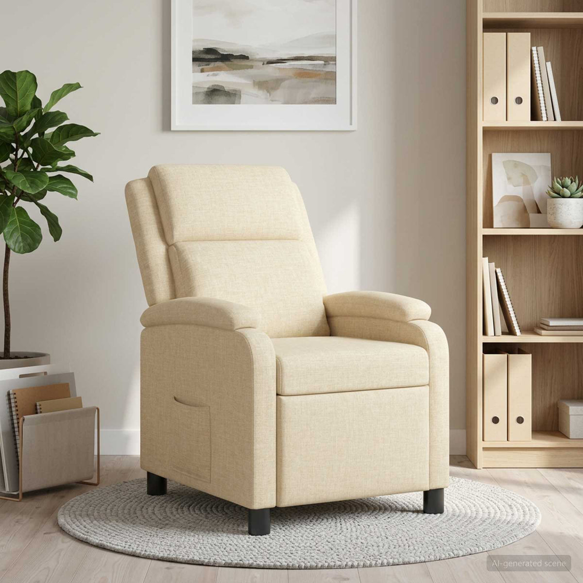 Vidaxl relaxfauteuil crèmekleurig stof