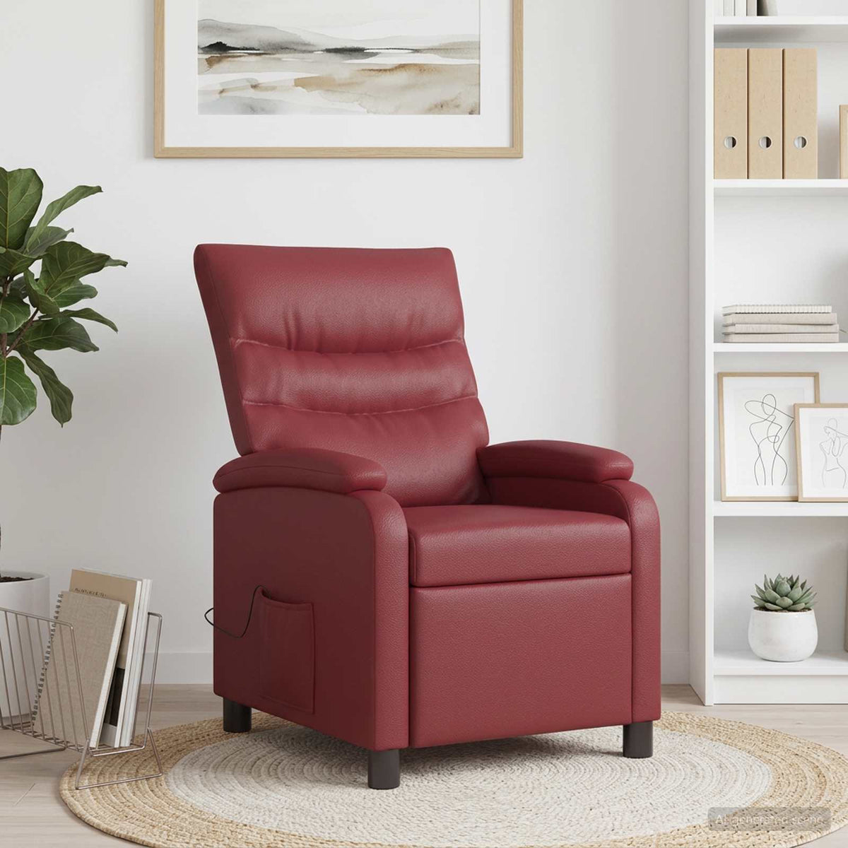 Vidaxl massage recliner wijnrood kunstleer