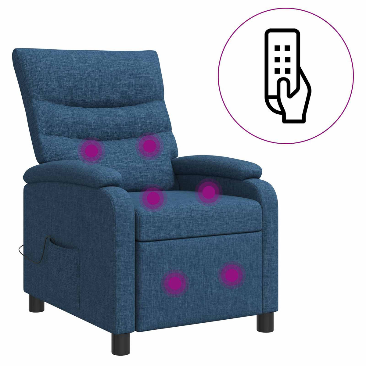 Vidaxl massage recliner blauw stof