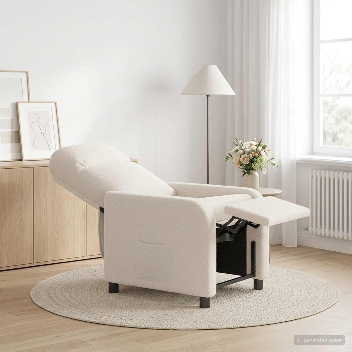Vidaxl relaxfauteuil crèmekleurig bouclé