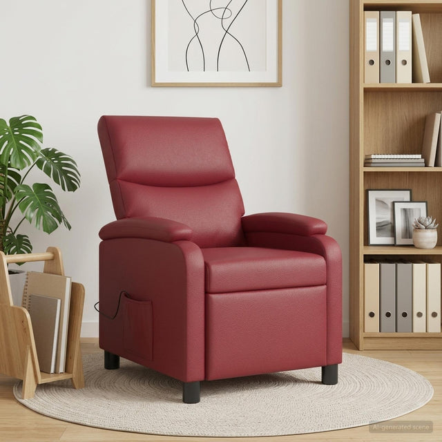 Vidaxl massage recliner wijnrood kunstleer