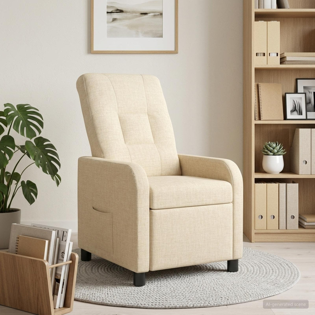 Vidaxl relaxfauteuil crèmekleurig stof