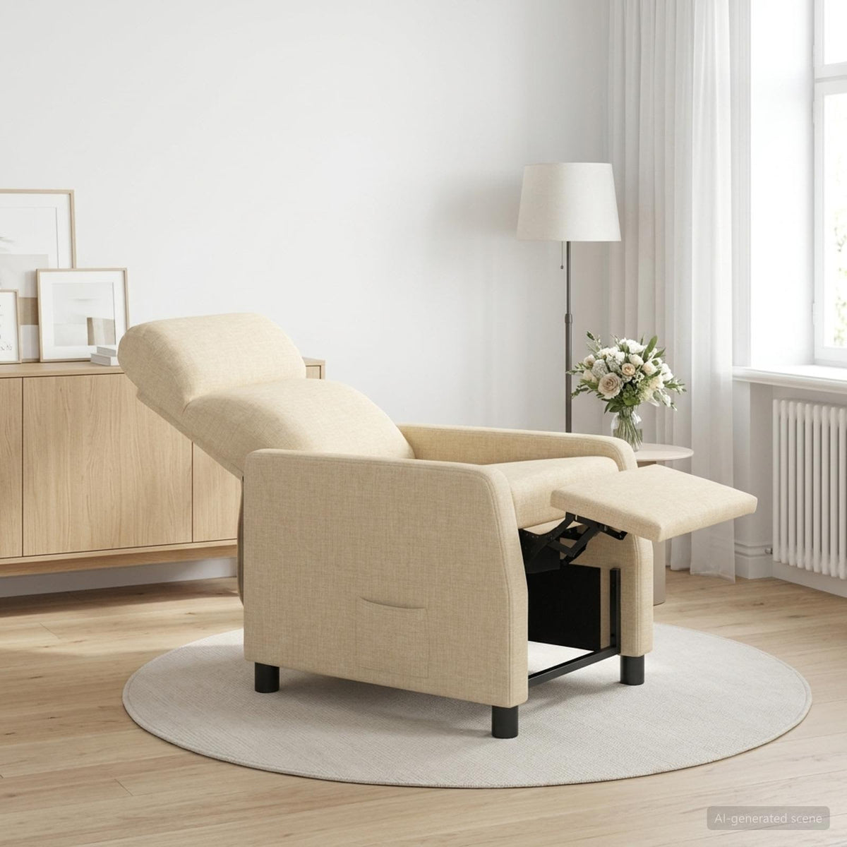 Vidaxl relaxfauteuil crèmekleurig stof