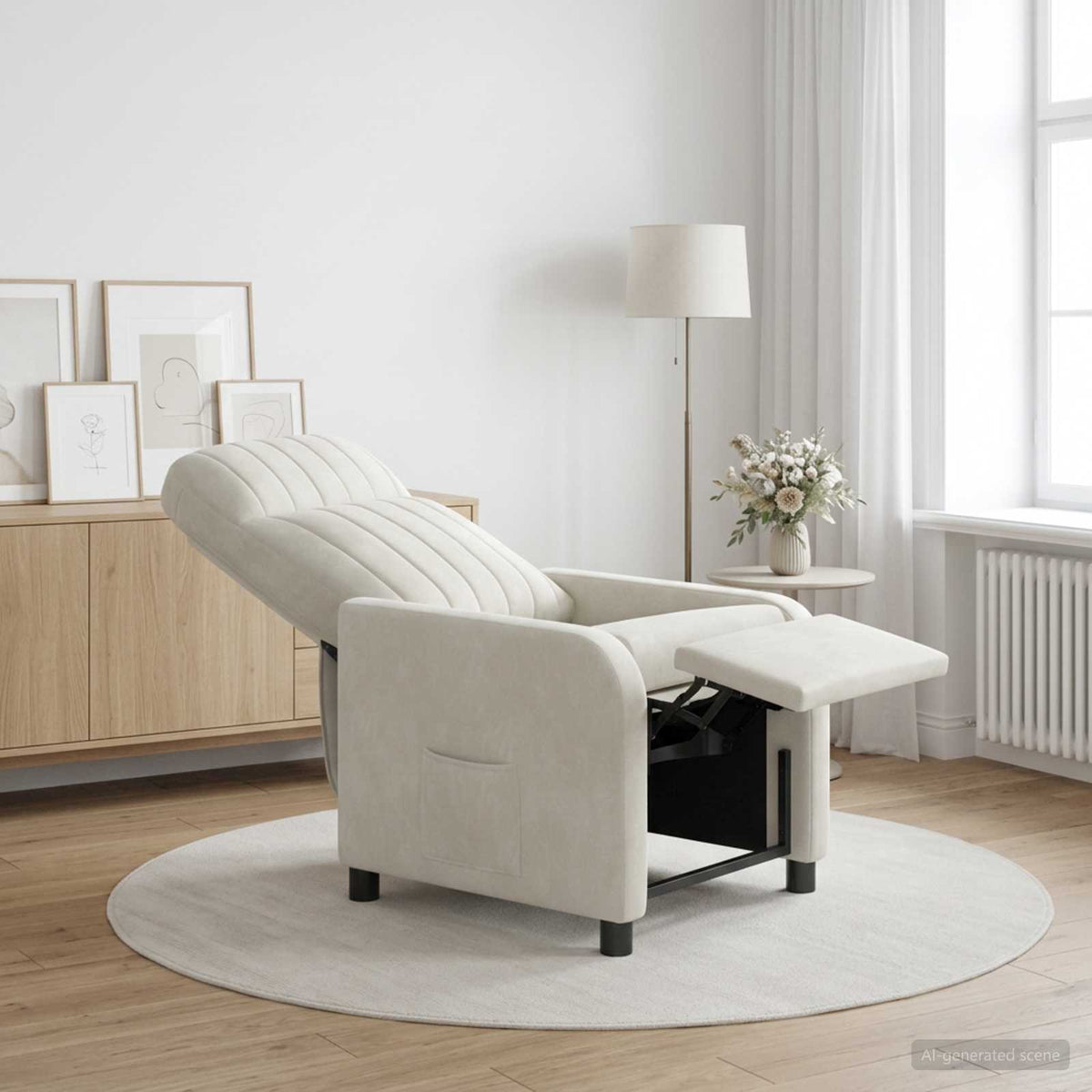 Vidaxl relaxfauteuil crèmekleurig fluweel