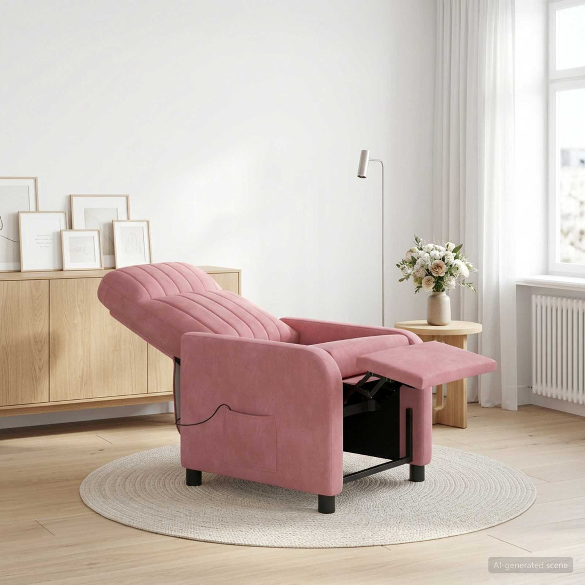 Vidaxl massage recliner roze fluweel