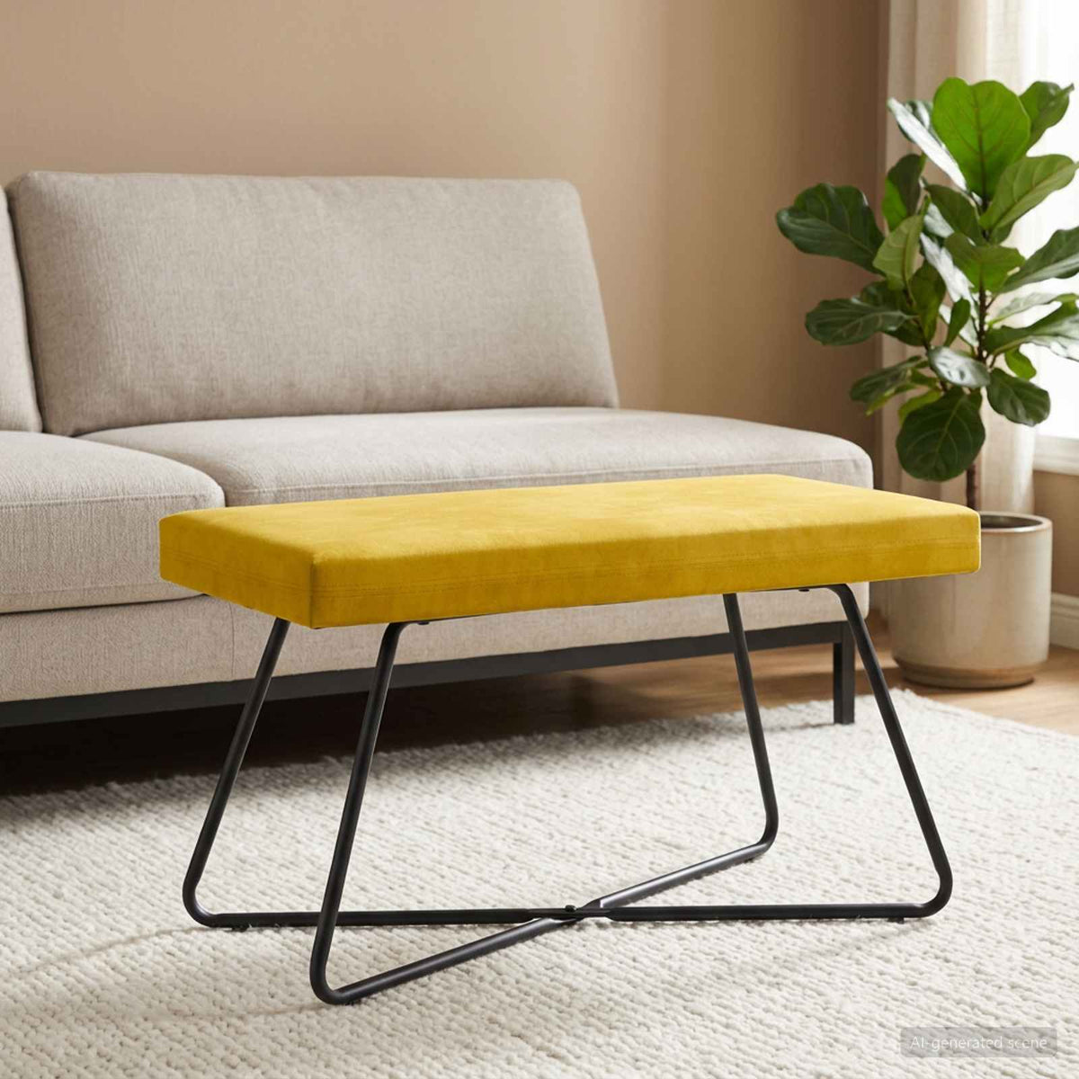Vidaxl bank geel 80 x 40 x 45 cm fluweel