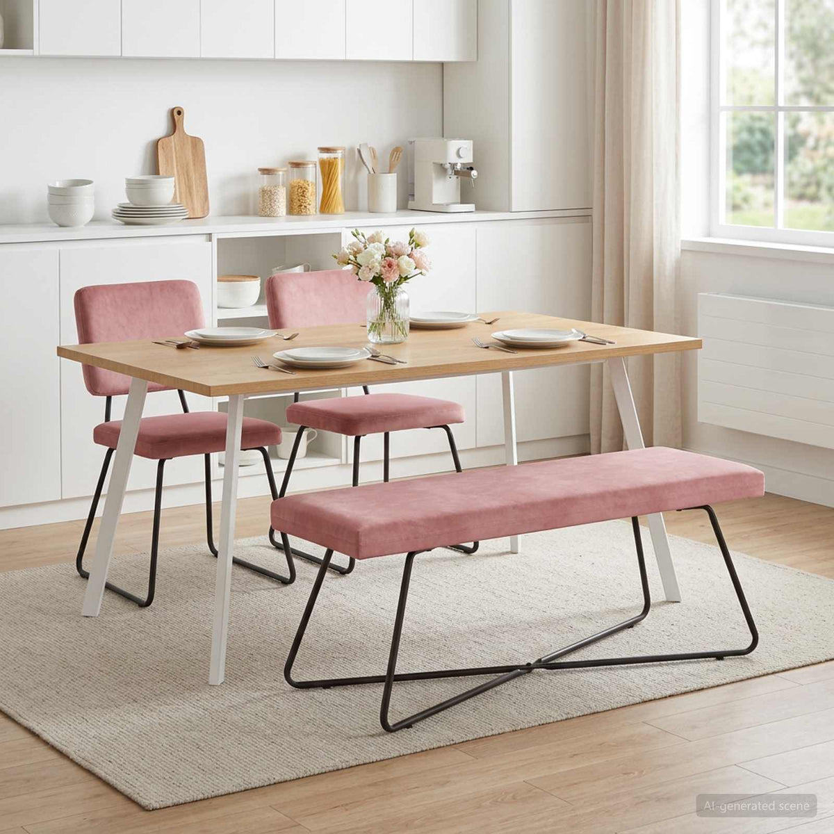 Vidaxl bank roze 110 x 40 x 45 cm fluweel