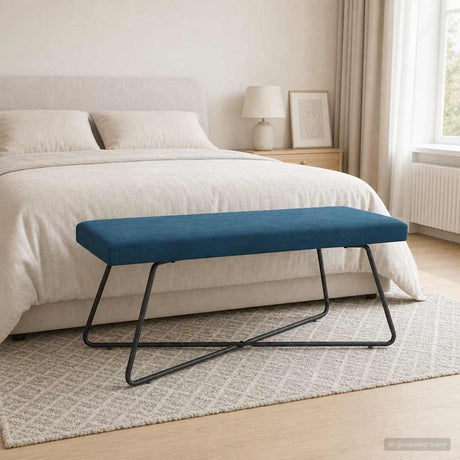 Vidaxl bank blauw 110 x 40 x 45 cm fluweel