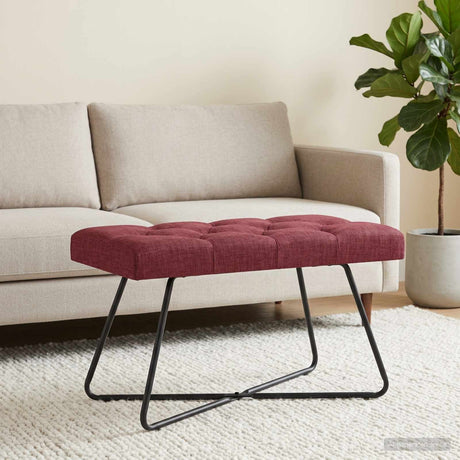 Vidaxl bank met knoopverstelling wijnrood 80 x 40 x 46 cm stof