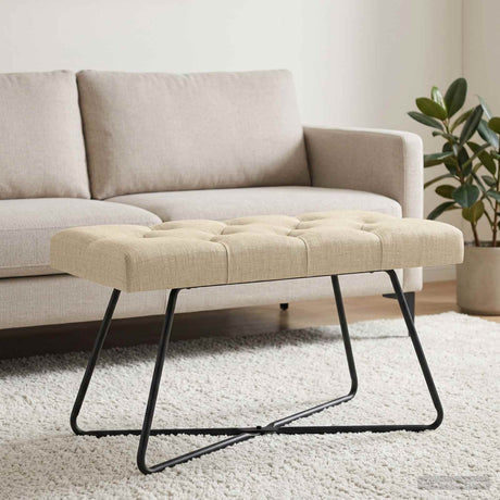 Vidaxl bank met knoopverstelling crèmekleurig 80 x 40 x 46 cm stof