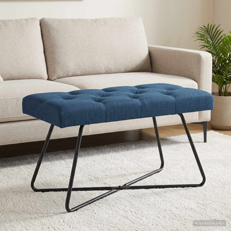 Vidaxl bank met knoopverstelling blauw 80 x 40 x 46 cm stof
