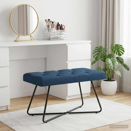 Vidaxl bank met knoopverstelling blauw 80 x 40 x 46 cm stof