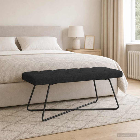 Vidaxl bank met knoopverstelling zwart 110 x 40 x 46 cm stof