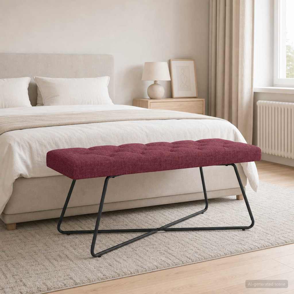 Vidaxl bank met knoopverstelling wijnrood 110 x 40 x 46 cm stof