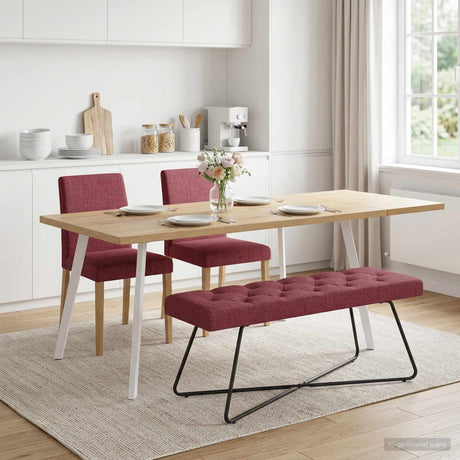Vidaxl bank met knoopverstelling wijnrood 110 x 40 x 46 cm stof