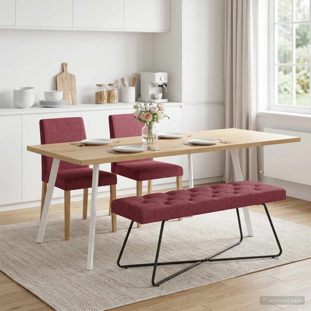 Vidaxl bank met knoopverstelling wijnrood 110 x 40 x 46 cm stof