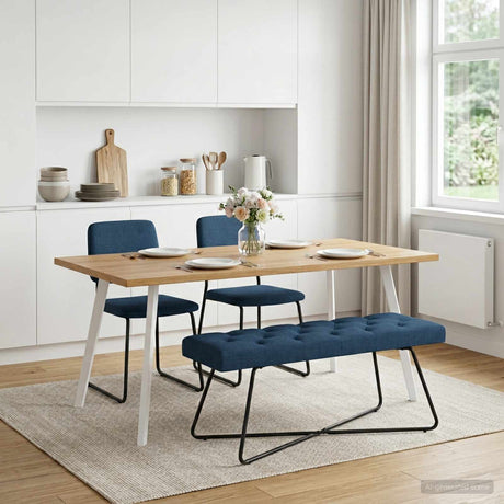 Vidaxl bank met knoopverstelling blauw 110 x 40 x 46 cm stof
