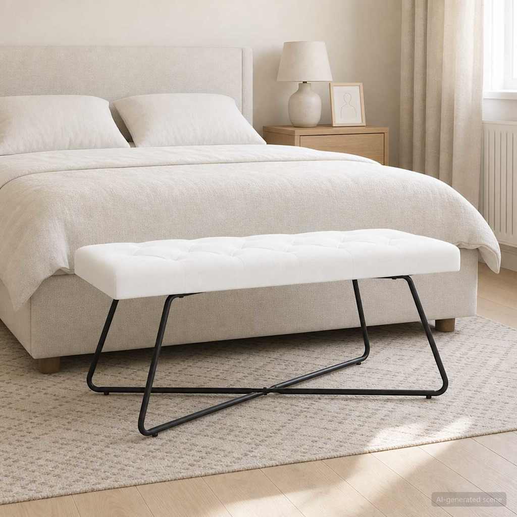 Vidaxl bank met knoopverstelling wit 110 x 40 x 46 cm stof