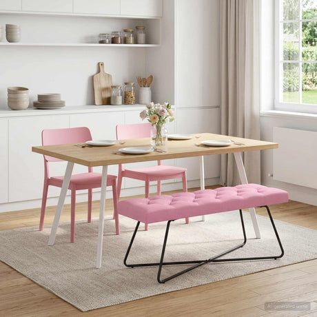 Vidaxl bank met knoopverstelling roze 110 x 40 x 46 cm stof