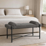 Vidaxl knop-gestept bankje met kussens donkergrijs 110 x 40 x 46 cm