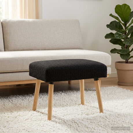 Vidaxl bank effen zwart 60 x 40 x 45 cm bouclé