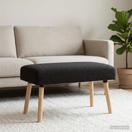 Vidaxl bank effen zwart 80 x 40 x 46 cm bouclé