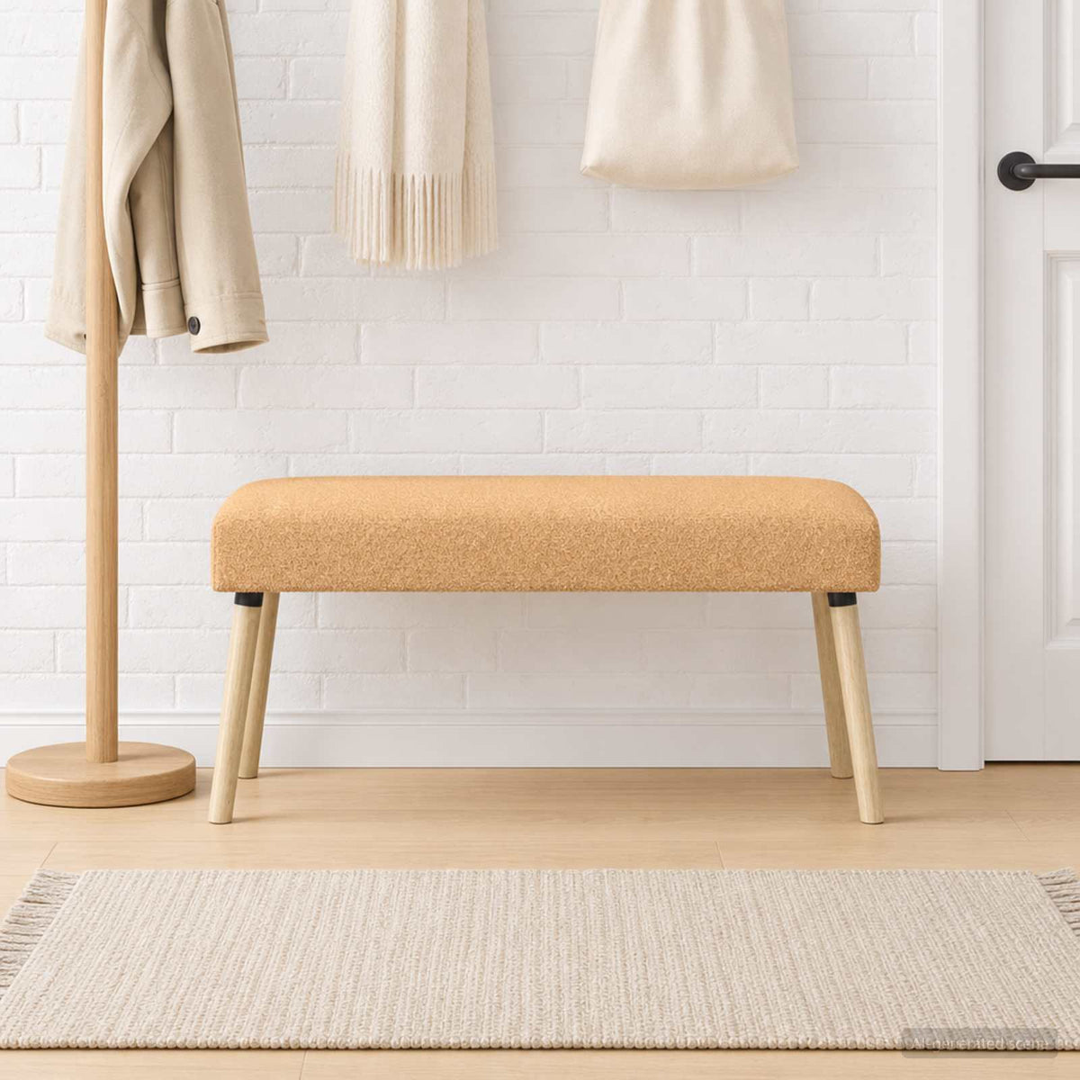 Vidaxl bank effen beige 110 x 40 x 46 cm bouclé