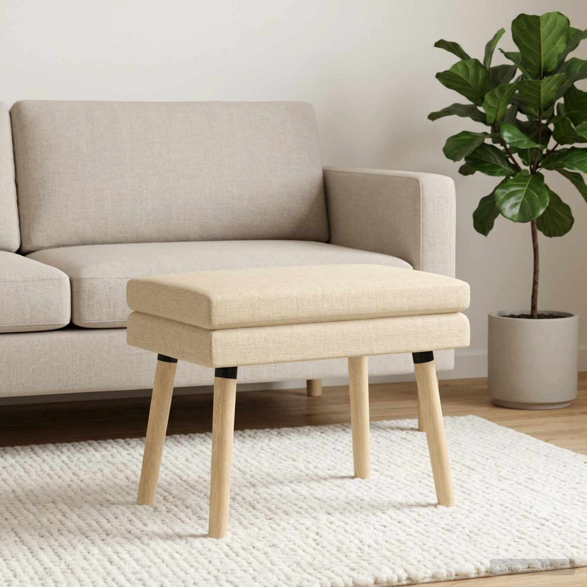 Vidaxl dubbel laagige bank crèmekleurig 60 x 40 x 46 cm stof