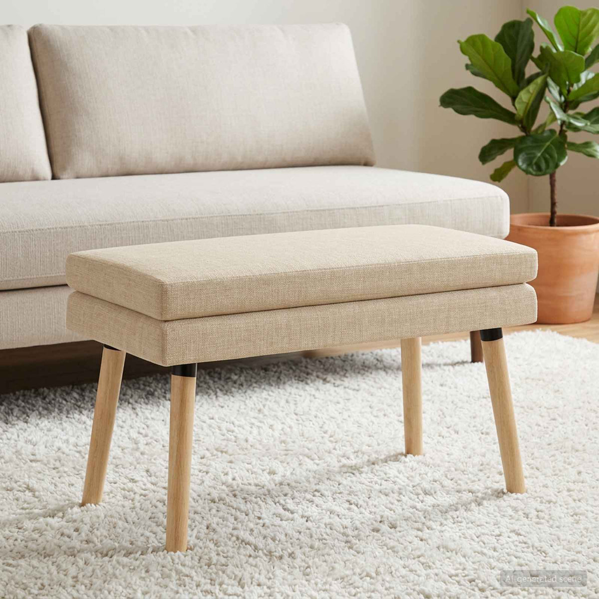 Vidaxl dubbel laagige bank crèmekleurig 80 x 40 x 47 cm stof