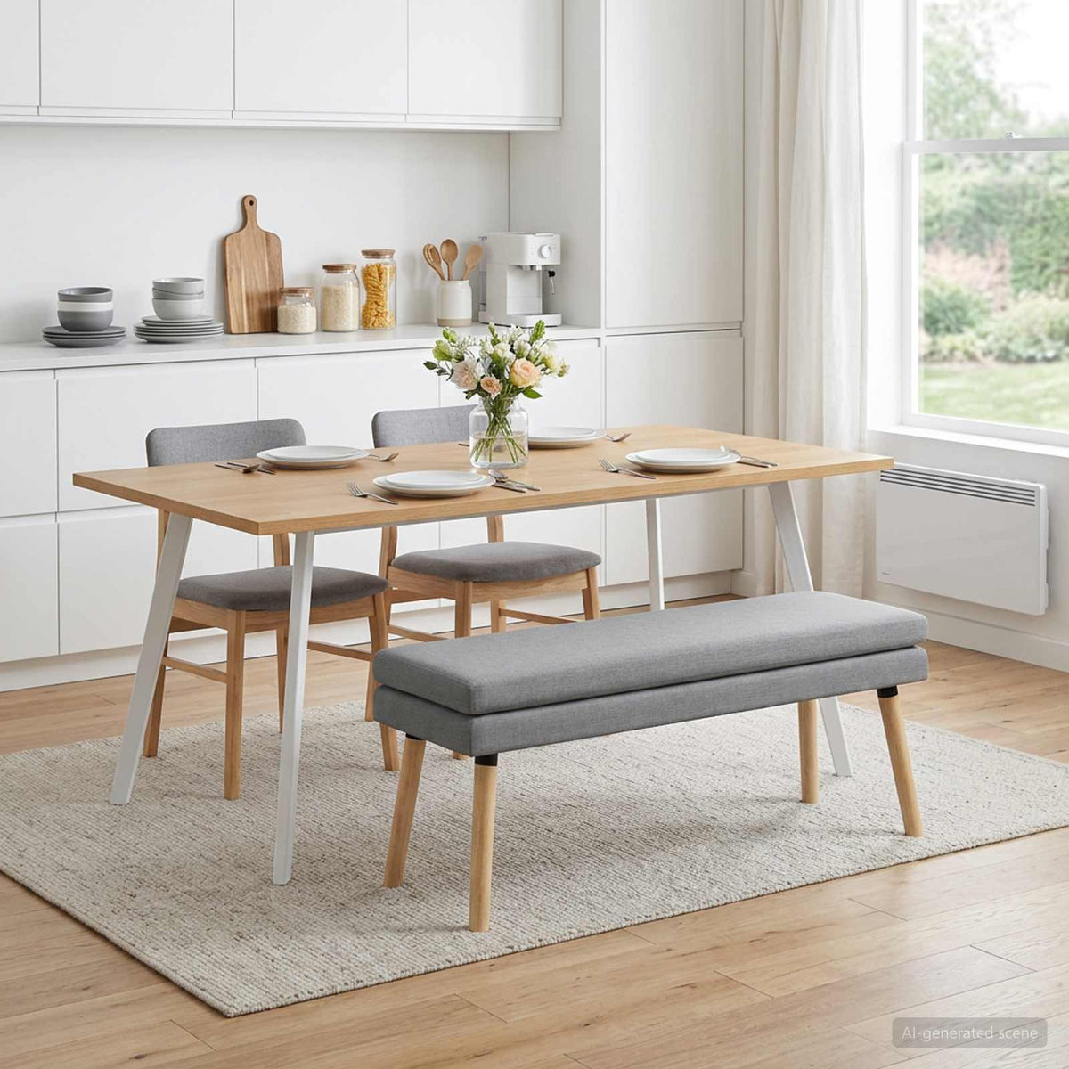 Vidaxl dubbel laagige bank lichtgrijs 110 x 40 x 47 cm stof