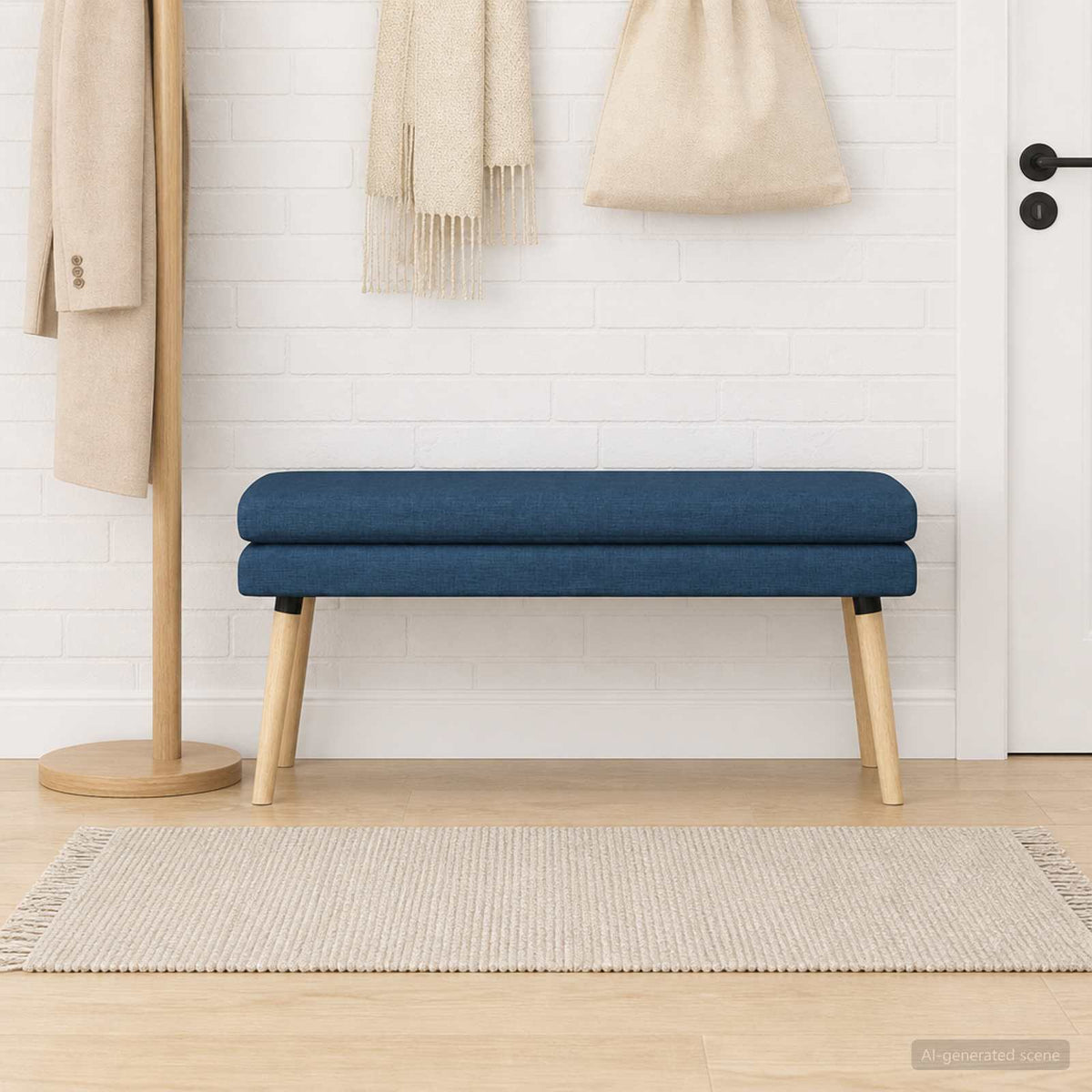 Vidaxl dubbel laagige bank blauw 110 x 40 x 47 cm stof