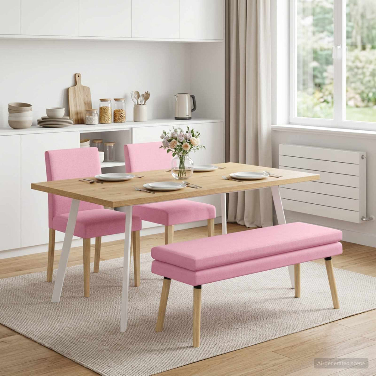 Vidaxl dubbel laagige bank roze 110 x 40 x 47 cm stof
