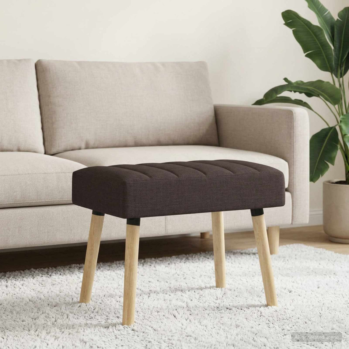 Vidaxl kanaal-geplooide bank donkerbruin 60 x 40 x 45 cm stof