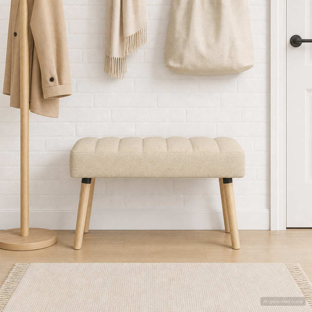 Vidaxl kanaal-geplooide bank crèmekleurig 80 x 40 x 46 cm stof