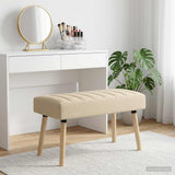 Vidaxl kanaal-geplooide bank crèmekleurig 80 x 40 x 46 cm stof