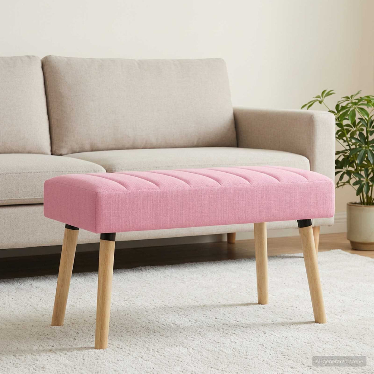 Vidaxl kanaal-geplooide bank roze 80 x 40 x 46 cm stof