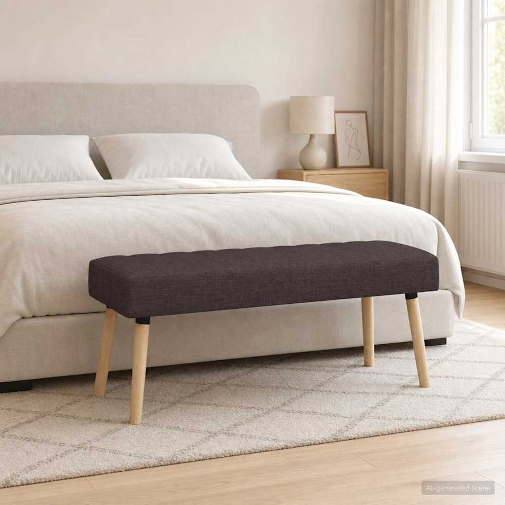Vidaxl kanaal-geplooide bank donkerbruin 110 x 40 x 46 cm stof