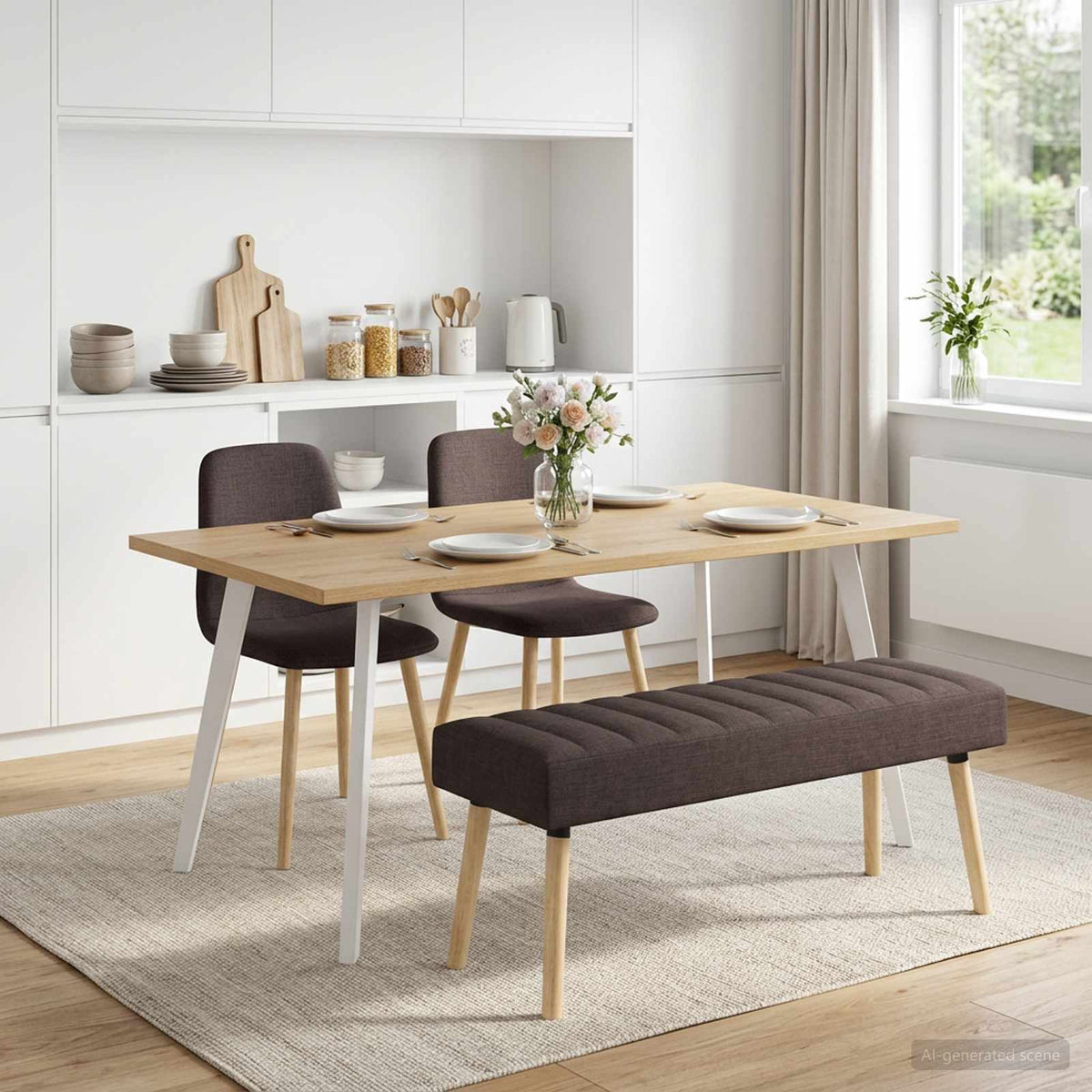 Vidaxl kanaal-geplooide bank donkerbruin 110 x 40 x 46 cm stof