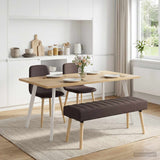 Vidaxl kanaal-geplooide bank donkerbruin 110 x 40 x 46 cm stof