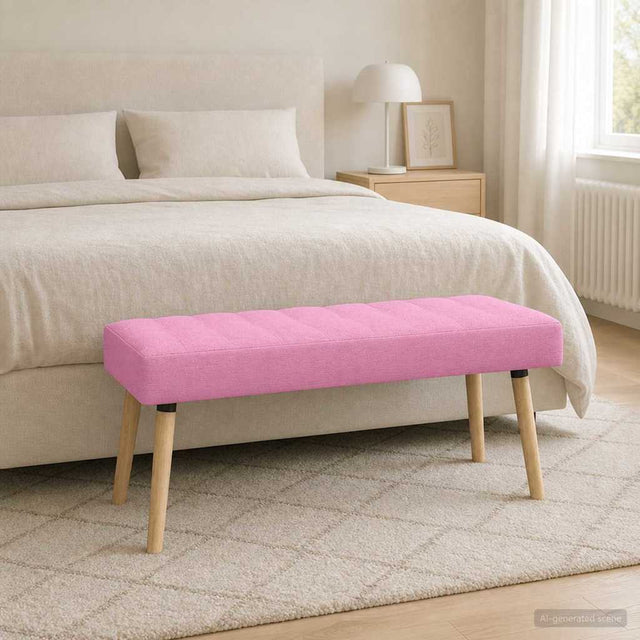 Vidaxl kanaal-geplooide bank roze 110 x 40 x 46 cm stof