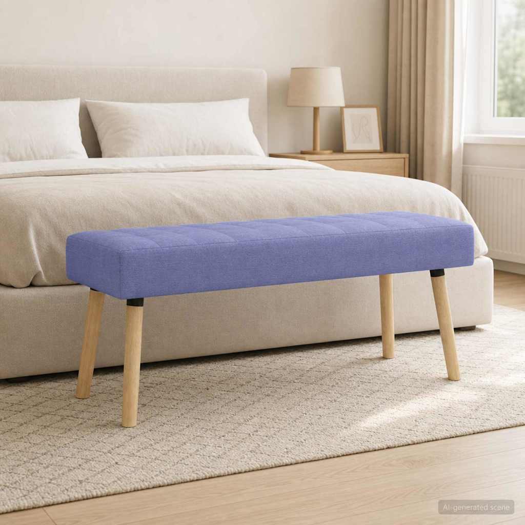 Vidaxl kanaal-geplooide bank jeans blauw 110 x 40 x 46 cm stof