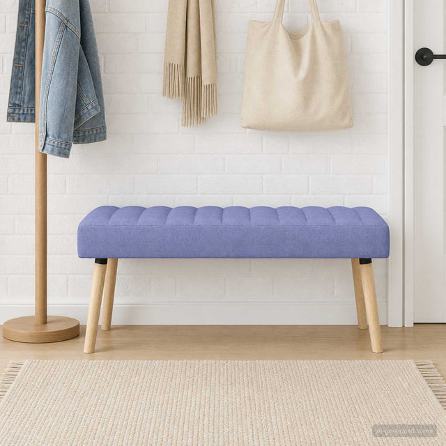Vidaxl kanaal-geplooide bank jeans blauw 110 x 40 x 46 cm stof