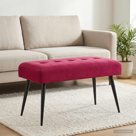 Vidaxl bank met knoopverstelling wijnrood 80 x 40 x 46 cm fluweel