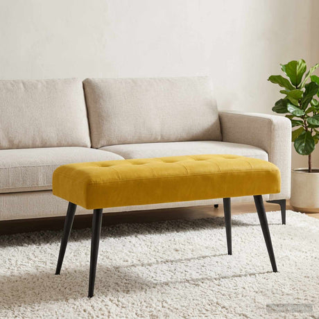 Vidaxl bank met knoopverstelling geel 80 x 40 x 46 cm fluweel
