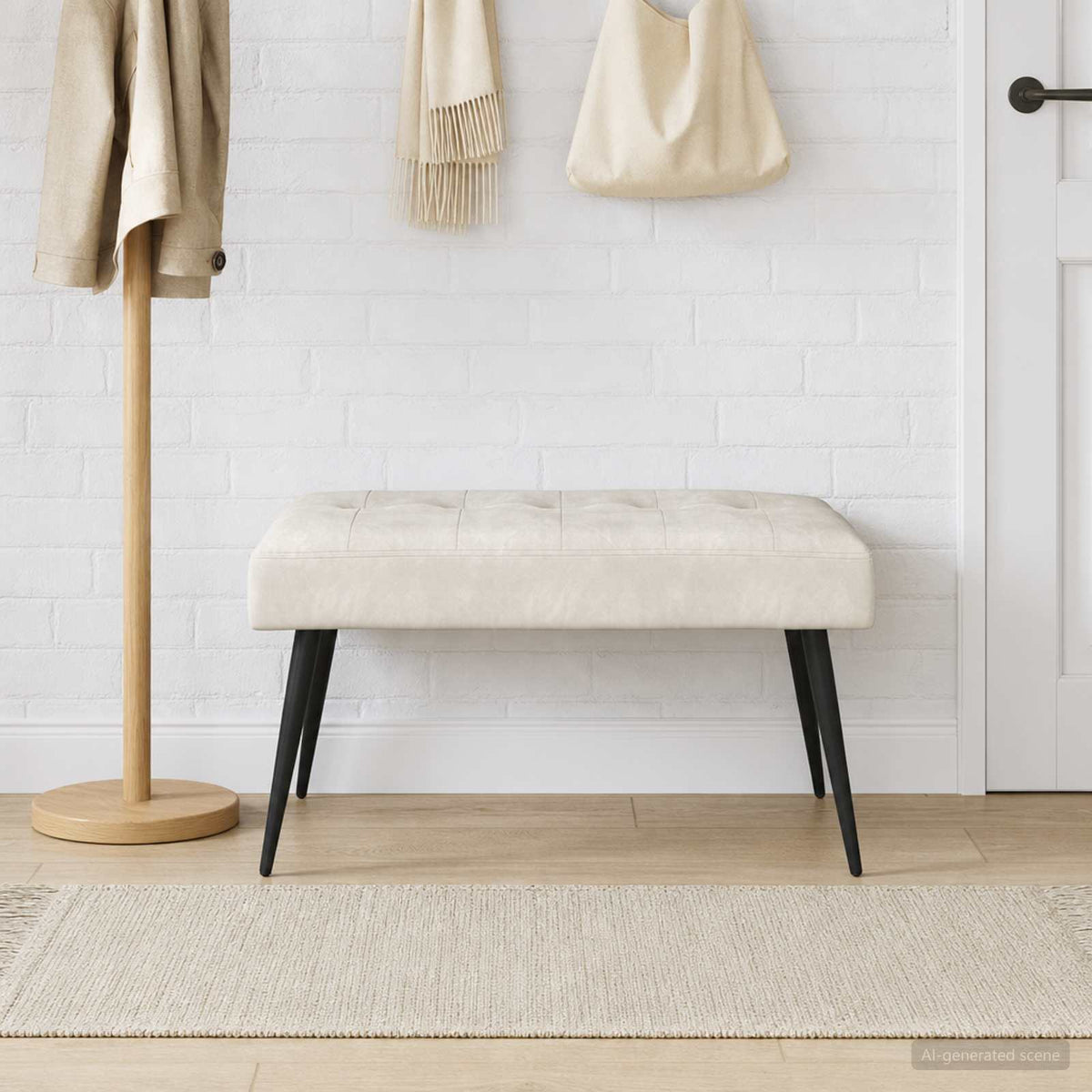 Vidaxl bank met knoopverstelling crèmekleurig 80 x 40 x 46 cm fluweel